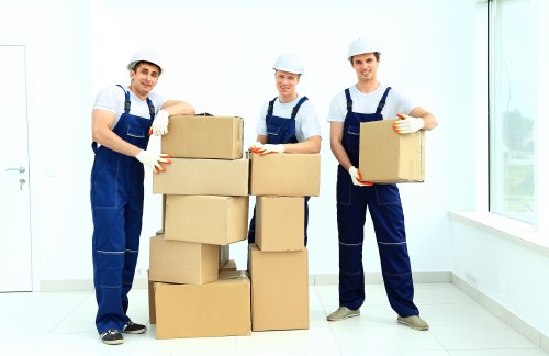 Furniture protection and loading equipment inside a moving van