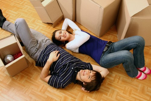 Removal team in Merton preparing boxes and furniture for transport